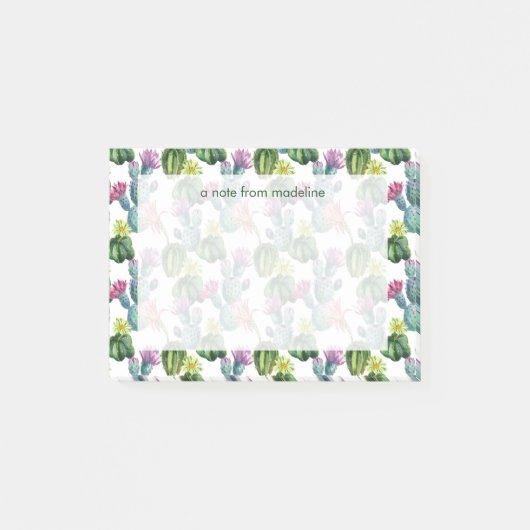 水彩画のサボテンの芸術パターン ポストイット (正面)