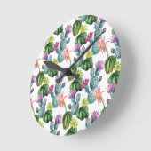 水彩画のサボテンの芸術パターン ラウンド壁時計 (傾斜)