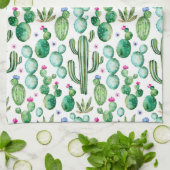 水彩画のサボテンはパターンを植えます キッチンタオル (折り畳み)