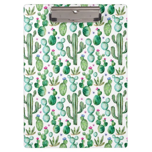水彩画のサボテンはパターンを植えます クリップボード (正面)