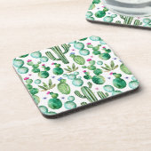 水彩画のサボテンはパターンを植えます コースター (左側)