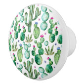 水彩画のサボテンはパターンを植えます セラミックノブ (右)