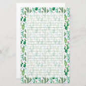 水彩画のサボテンはパターンを植えます 便箋 (正面/裏面)