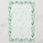 水彩画のサボテンはパターンを植えます 便箋 (正面)