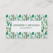 水彩画のサボテンはパターンを植えます 名刺 (正面)