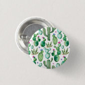 水彩画のサボテンはパターンを植えます 缶バッジ (正面&裏面)