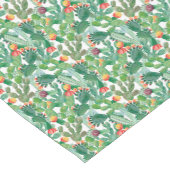 水彩画のサボテンパターン ショートテーブルランナー (コーナー)