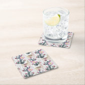 水彩画のサボテンパターン スクエアペーパーコースター (インサイチュ)