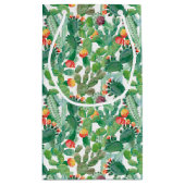 水彩画のサボテンパターン スモールペーパーバッグ (裏面)