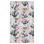 水彩画のサボテンパターン スモールペーパーバッグ (裏面)