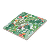 水彩画のサボテンパターン タイル (側面)