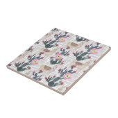 水彩画のサボテンパターン タイル (側面)