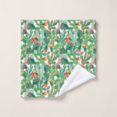 水彩画のサボテンパターン バスタオルセット (ウォッシュタオル)