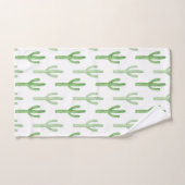 水彩画のサボテンパターン バスタオルセット (ハンドタオル)