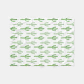 水彩画のサボテンパターン フリースブランケット (正面(横))