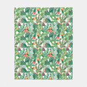 水彩画のサボテンパターン フリースブランケット (正面)