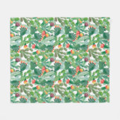 水彩画のサボテンパターン フリースブランケット (正面(横))