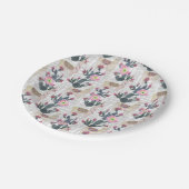 水彩画のサボテンパターン ペーパープレート (アングル)