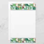 水彩画のサボテンパターン 便箋 (正面/裏面)