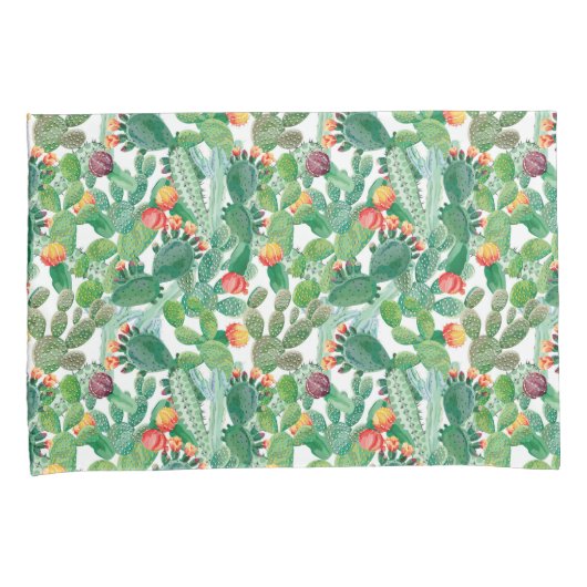 水彩画のサボテンパターン 枕カバー (正面右)