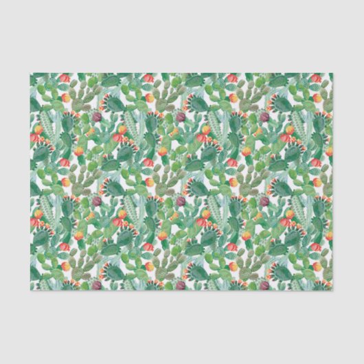 水彩画のサボテンパターン 薄葉紙 (正面)