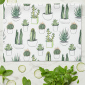 水彩画のサボテン及びSucculent キッチンタオル (折り畳み)