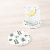 水彩画のサボテン及びSucculent コースター (側面)