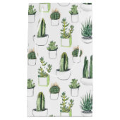 水彩画のサボテン及びSucculent スモールペーパーバッグ (正面)