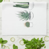 水彩画のサボテン及びSucculents キッチンタオル (折り畳み)