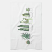 水彩画のサボテン及びSucculents キッチンタオル (縦)