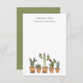 水彩画のサボテン サンキューカード (正面/裏面)