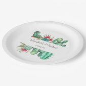 水彩画のサボテン ペーパープレート (アングル)