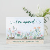 水彩画のサボテン 引越しました 案内状 (スタンド正面)