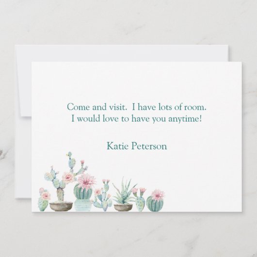 水彩画のサボテン　引越しました 案内状 (裏面)