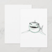 水彩画のサメ 笑顔 グレー グリーン 海の生き物  (正面/裏面)