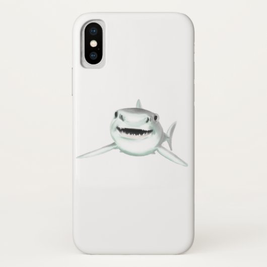 水彩画のサメ 笑顔 グレー グリーン 海の生き物 Case-Mate iPhoneケース (裏面)