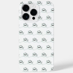 水彩画のサメ 笑顔 グレー グリーン 海の生き物  Case-Mate iPhone 14 PRO MAXケース