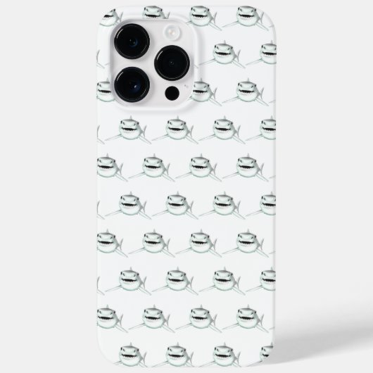 水彩画のサメ 笑顔 グレー グリーン 海の生き物 Case-Mate iPhoneケース (裏面)