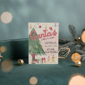 水彩画のサンタ レトロなホリデーパーティーのご招待 招待状