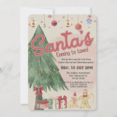 水彩画のサンタ レトロなホリデーパーティーのご招待 招待状 (正面)