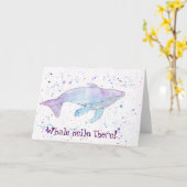 水彩画のザトウクジラは"こんにちはそこに"梳きます カード (黄色い花)