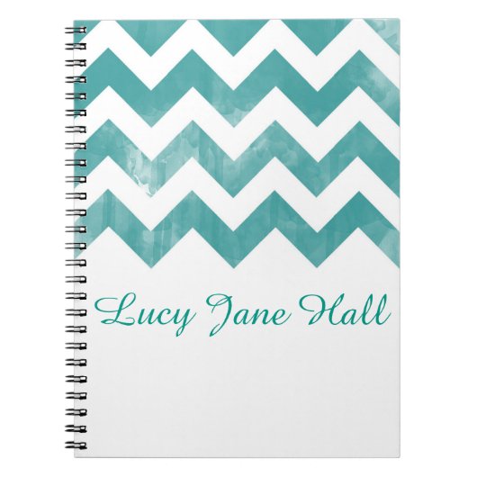 水彩画のシェブロンのパーソナライズなノート ノートブック (正面)