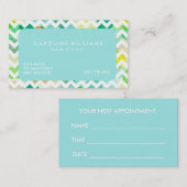 水彩画のシェブロンの美容師のアポイントメント 予約カード (正面/裏面)