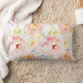 水彩画のシャクヤクのピンクの水彩画の花 ランバークッション (ブランケット)