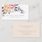 水彩画のシャクヤクの花のカスタムでエレガントなテンプレート 名刺 (正面/裏面)