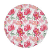 水彩画のシャクヤクパターン カッティングボード (正面)