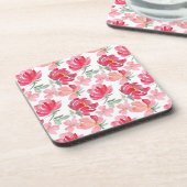 水彩画のシャクヤクパターン コースター (左側)