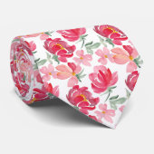 水彩画のシャクヤクパターン ネクタイ (ロール)