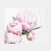 水彩画のシャクヤク毛布 フリースブランケット (正面(横))