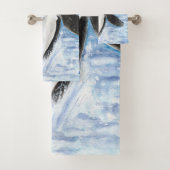 水彩画のシャチのクジラの破ること バスタオルセット (インサイチュ)